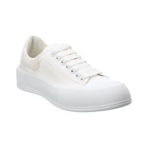 Alexander Mcqueen Deck Plimsoll Canvas & Suede Sneaker, White